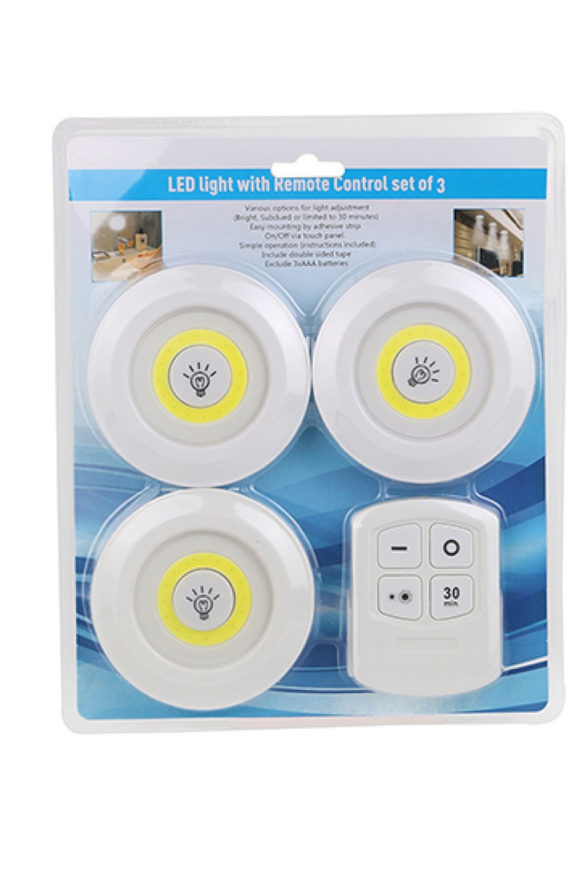 3lü Uzaktan Kumandalı Yapışkanlı Kablosuz Led Spot Lambalar (4812) 3lü Uzaktan Kumandalı Yapışkanlı Kablosuz Led Spot Lambalar (4812)