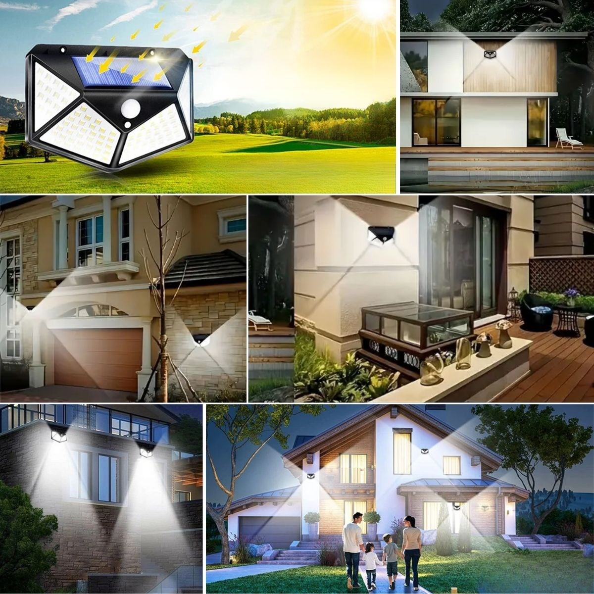 100 Ledli 3 Farklı Aydınlatma Ayarlı Solar Güneş Enerjili Hareket Sensörlü Bahçe Duvar Lambası (4812)