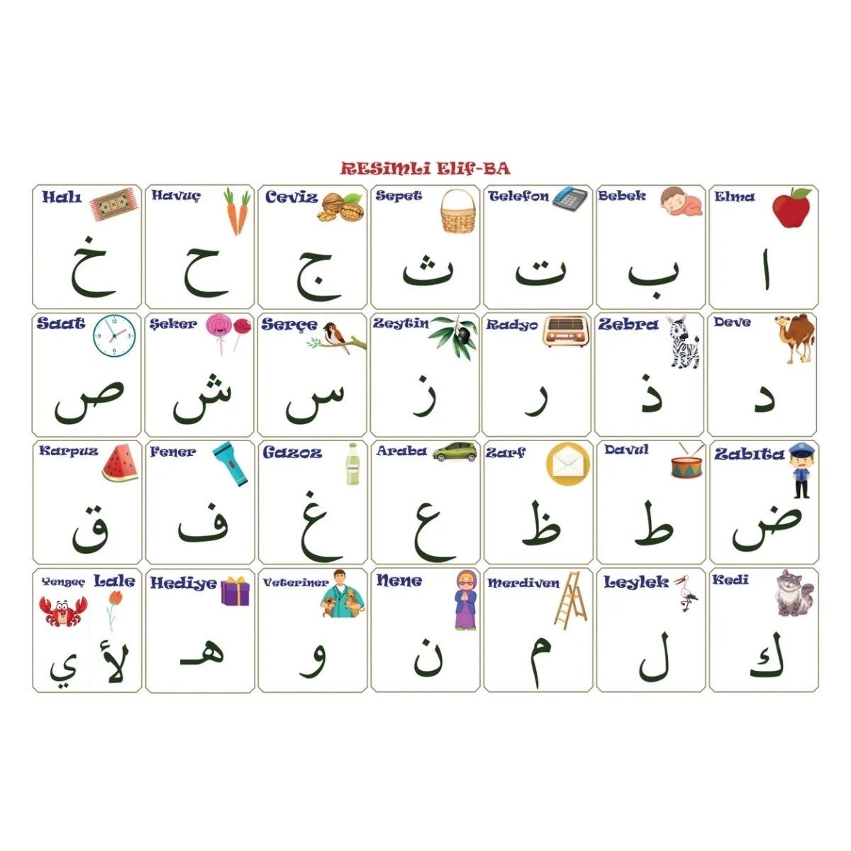 100x150 cm Statik Kağıt Elif-Ba Öğrenme Tahtası (4812)