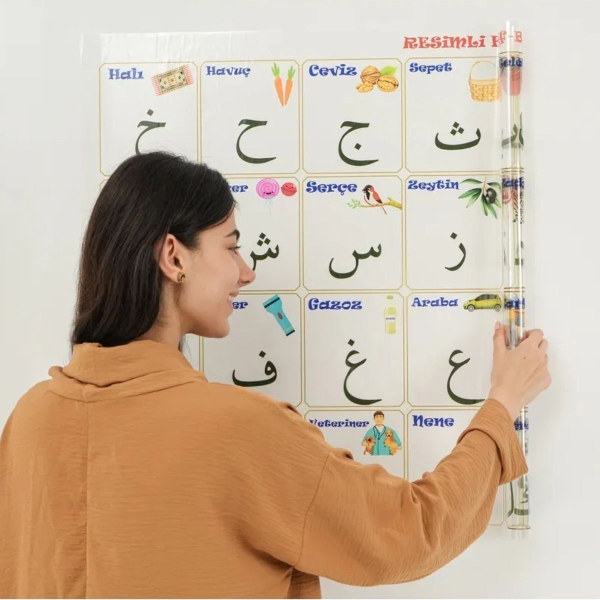 100x150 cm Statik Kağıt Elif-Ba Öğrenme Tahtası (4812)