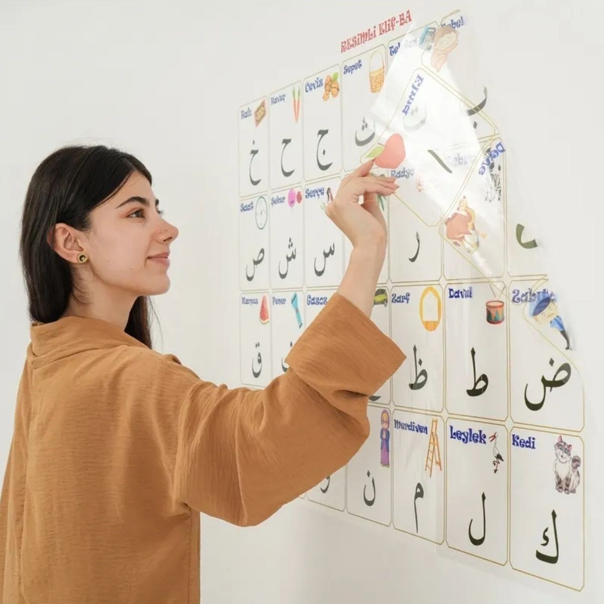 100x150 cm Statik Kağıt Elif-Ba Öğrenme Tahtası (4812)