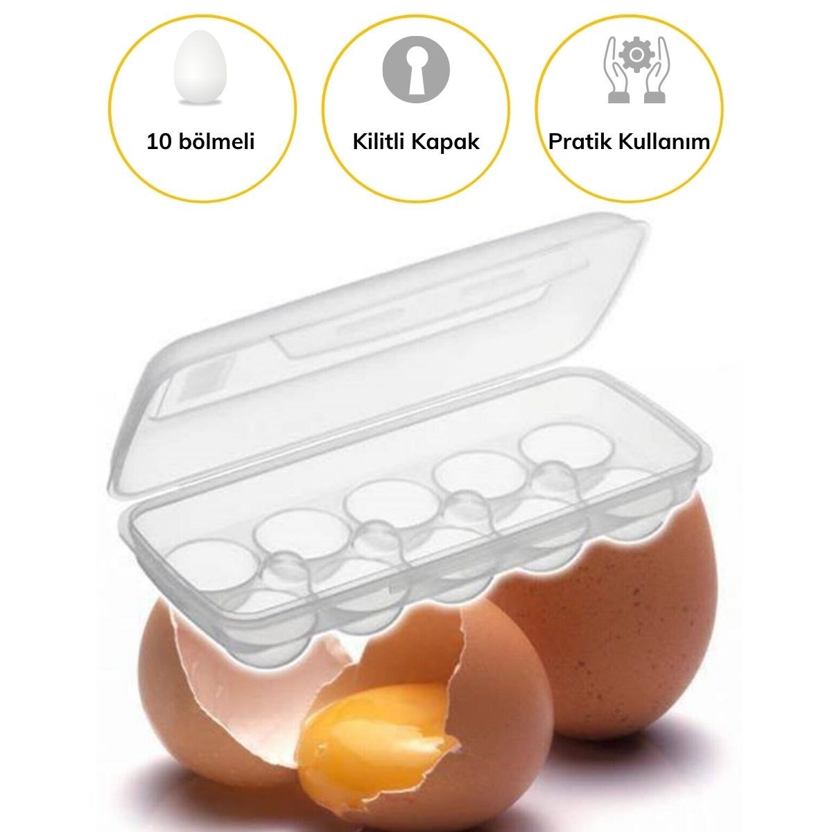 10 Bölmeli Kilitli Kapaklı Yumurtalık Saklama Kutusu YU110 (4812) 10 Bölmeli Kilitli Kapaklı Yumurtalık Saklama Kutusu YU110 (4812)