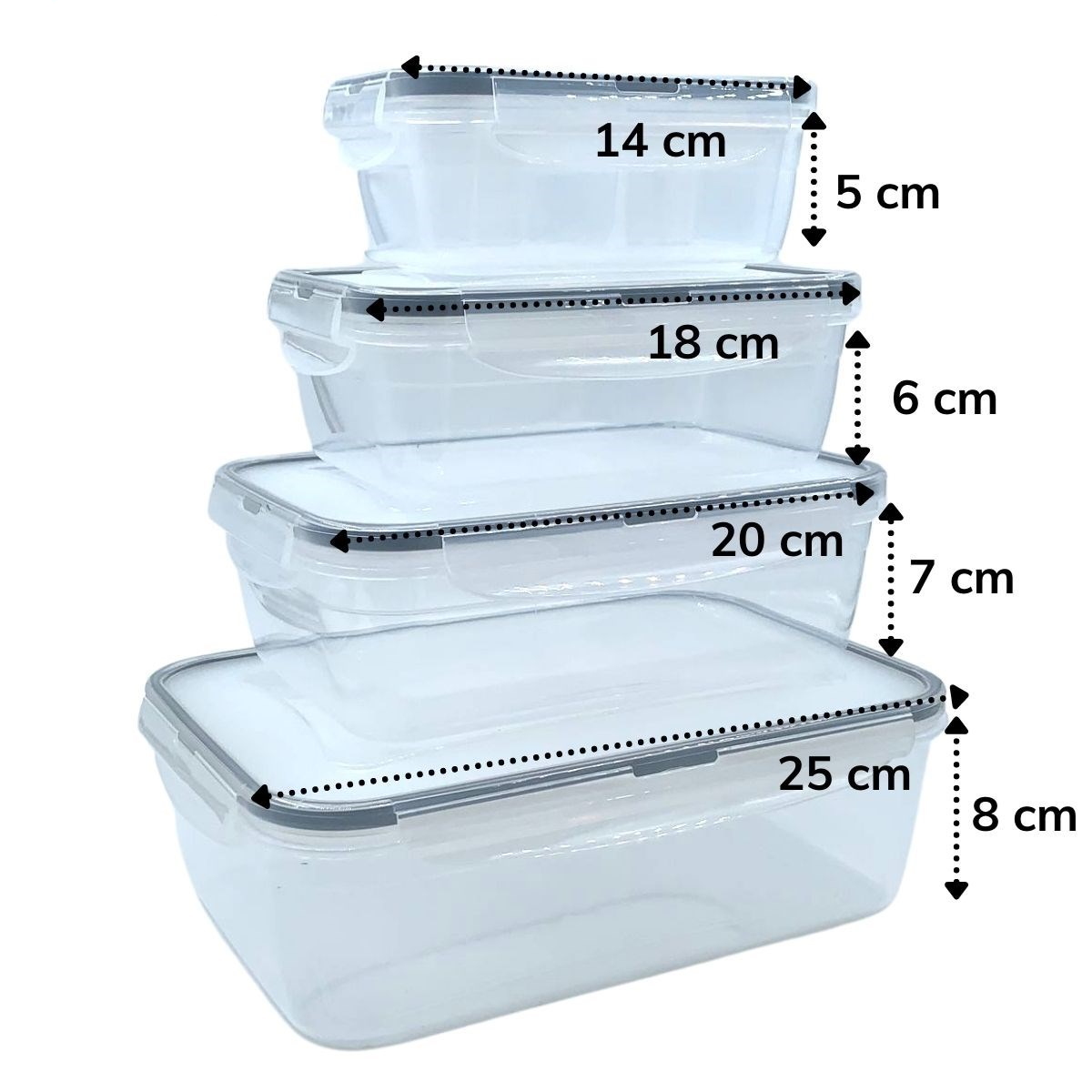 4'lü İç İçe Sızdırmaz Contalı Kilitli Kapaklı Plastik Erzak Saklama Kapları LC315 (4812) 4'lü İç İçe Sızdırmaz Contalı Kilitli Kapaklı Plastik Erzak Saklama Kapları LC315 (4812)