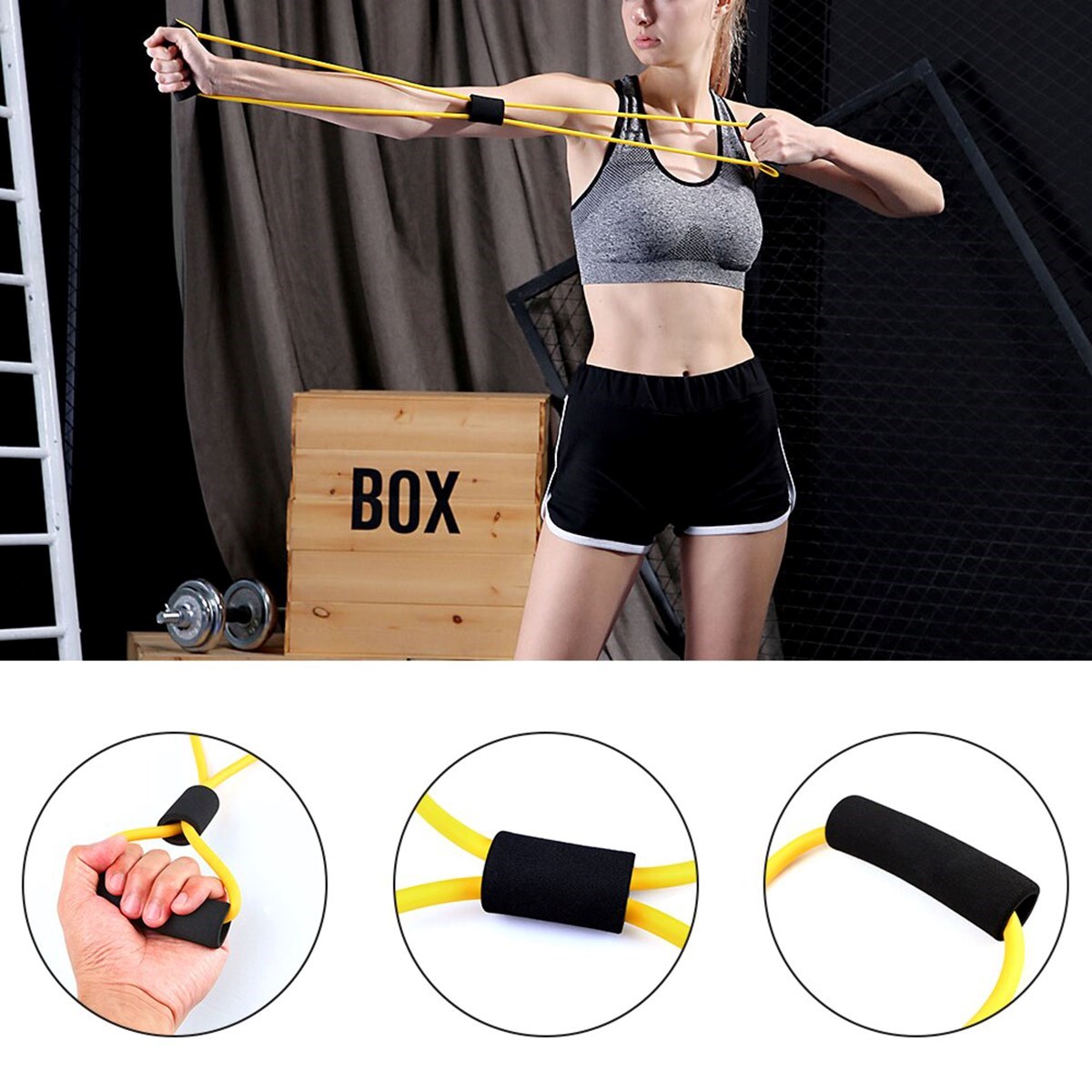 8 Şeklinde Direnç Bandı Yoga Plates Ve Vücut Geliştirme Egzersiz Bandı (4812)