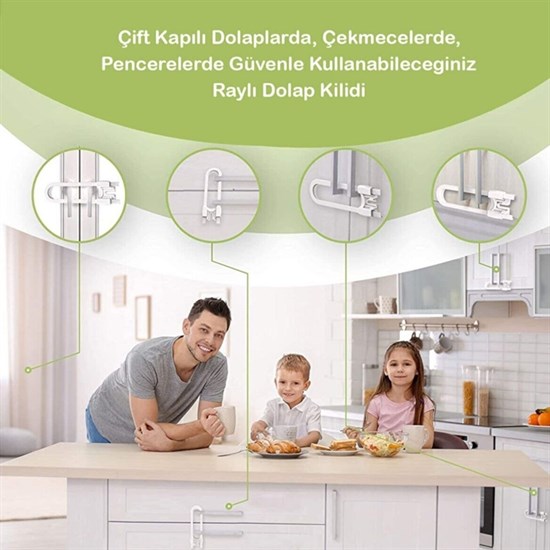 Bebek Çocuk Çekmece ve Dolap Koruma Raylı Güvenlik Sistemi Emniyet Kilidi (4812) Bebek Çocuk Çekmece ve Dolap Koruma Raylı Güvenlik Sistemi Emniyet Kilidi (4812)