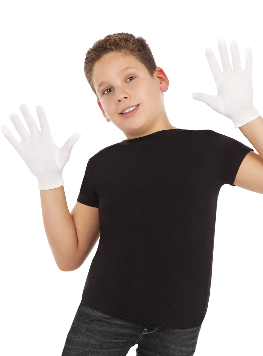 Beyaz Renk Çocuk Boy Likralı Pandomim Eldiveni (4812)
