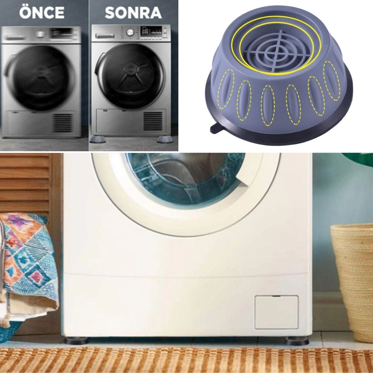 Çamaşır Makinesi Sarsıntı Titreşim Ses Önleyici Kaydırmaz Ayak 4lü Set (4812) Çamaşır Makinesi Sarsıntı Titreşim Ses Önleyici Kaydırmaz Ayak 4lü Set (4812)