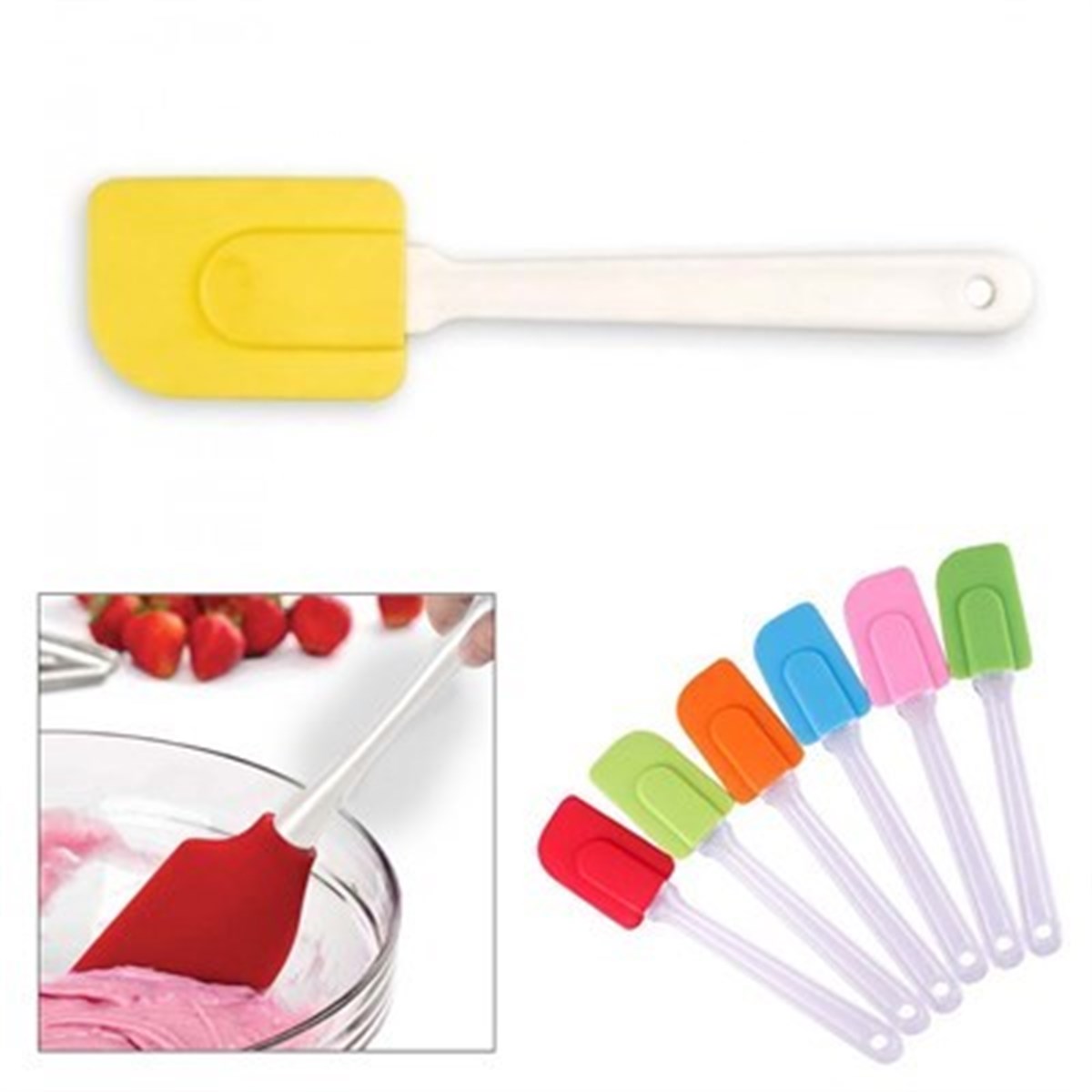 Dekoratif Renkli Silikon Spatula Pratik Sevimli Spatula Kaşık (4812)