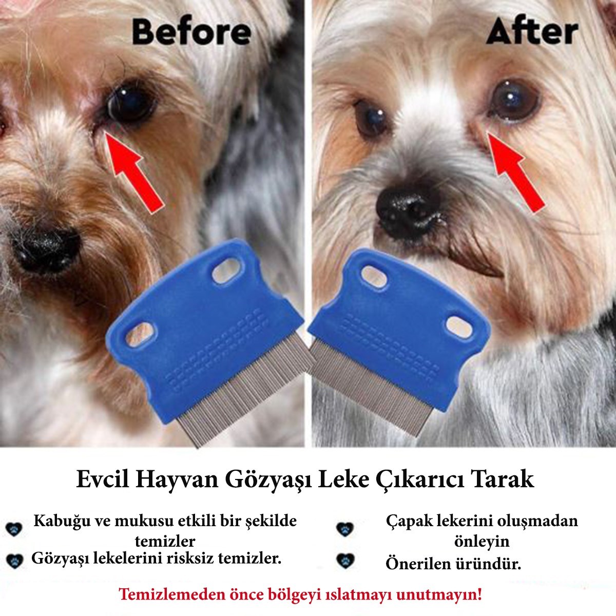 Evcil Hayvan Kedi Köpek Pire Tarağı ve Köpek Gözyaşı Lekesi Tarağı (4812)