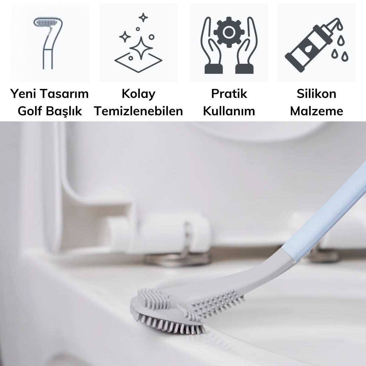 Golf Tasarımlı Silikon WC Klozet Mutfak Temizlik Fırçası Kanca Hediyeli (4812) Golf Tasarımlı Silikon WC Klozet Mutfak Temizlik Fırçası Kanca Hediyeli (4812)