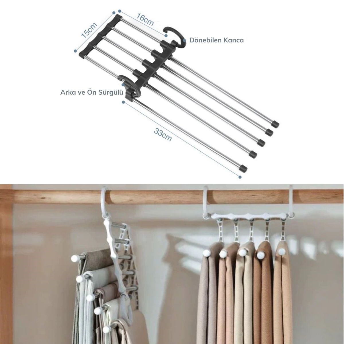 Hareketli Dolap İçi Pantolon Kravat Şal Askı Sistemi Düzenleyici Katmanlı Askılık Organizer (4812) Hareketli Dolap İçi Pantolon Kravat Şal Askı Sistemi Düzenleyici Katmanlı Askılık Organizer (4812)