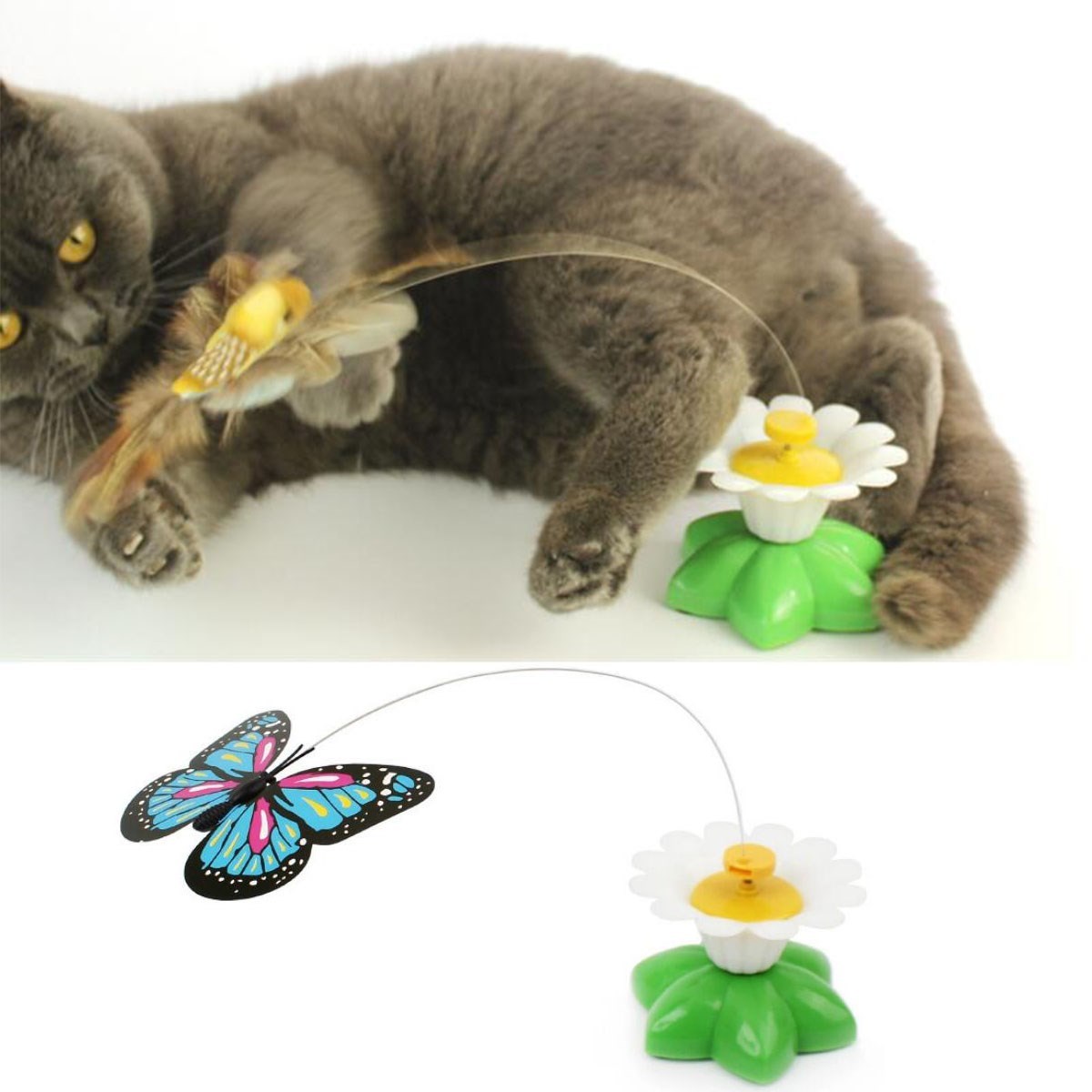 Hareketli Dönen Kelebek - Kedi Oyuncağı ( Pille Çalışır) (4812)