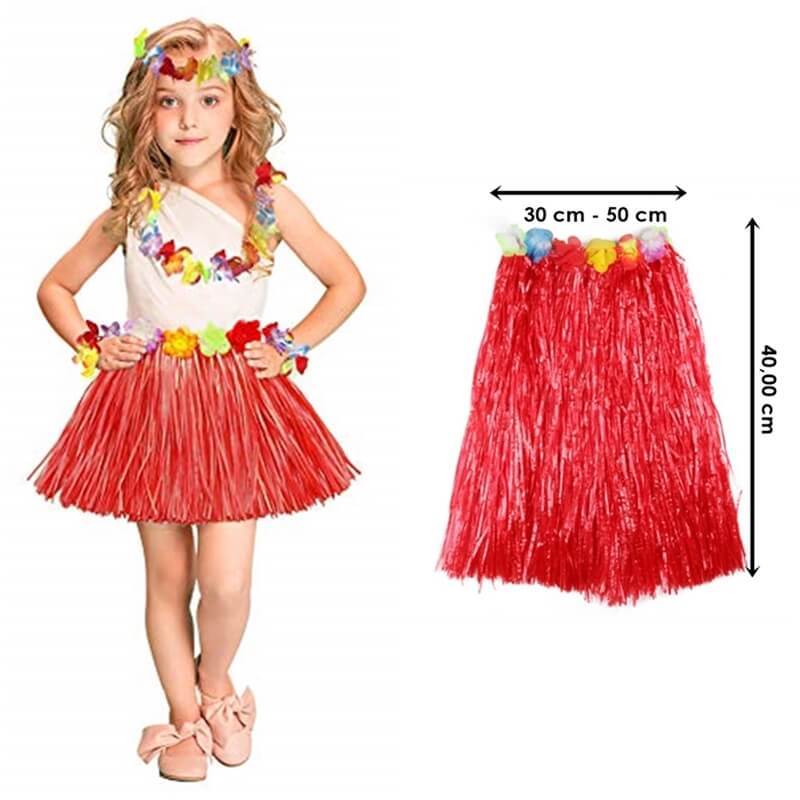 Hawaii Hula Eteği Kırmızı Renk 40 cm (4812)