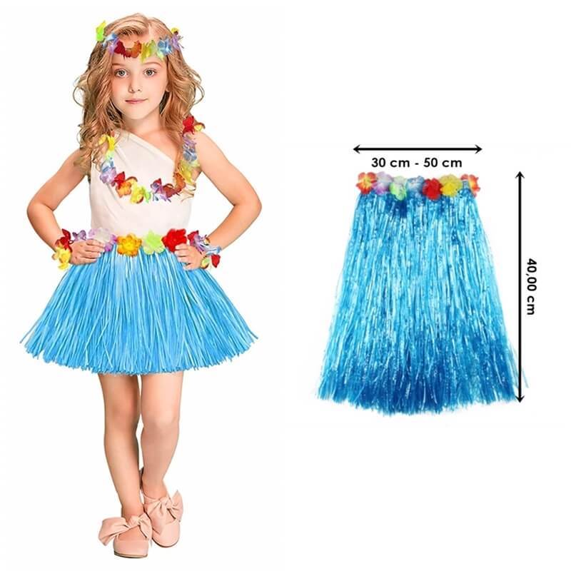 Hawaii Hula Eteği Mavi Renk 40 cm (4812)