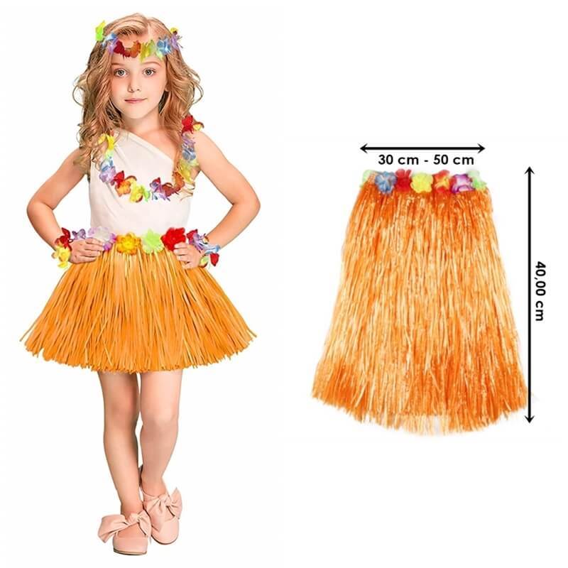 Hawaii Hula Eteği Turuncu Renk 40 cm (4812)