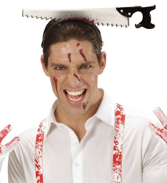 Kafaya Saplanmış Halloween Kanlı Testere Şaka Tacı (4812)