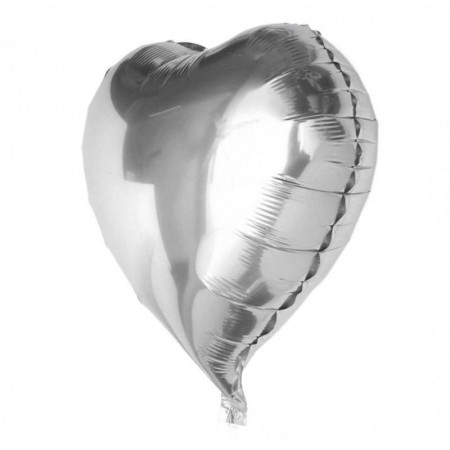 Kalp Balon Folyo Gümüş 60 cm 24 inç (4812)