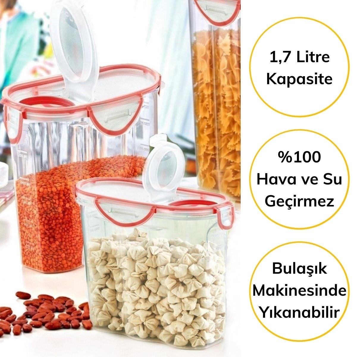 Kilitli Kapaklı Contalı Hava,Su Sıvı Geçirmez 1,7 Litre Erzak Saklama Kabı-SA585 (4812) Kilitli Kapaklı Contalı Hava,Su Sıvı Geçirmez 1,7 Litre Erzak Saklama Kabı-SA585 (4812)