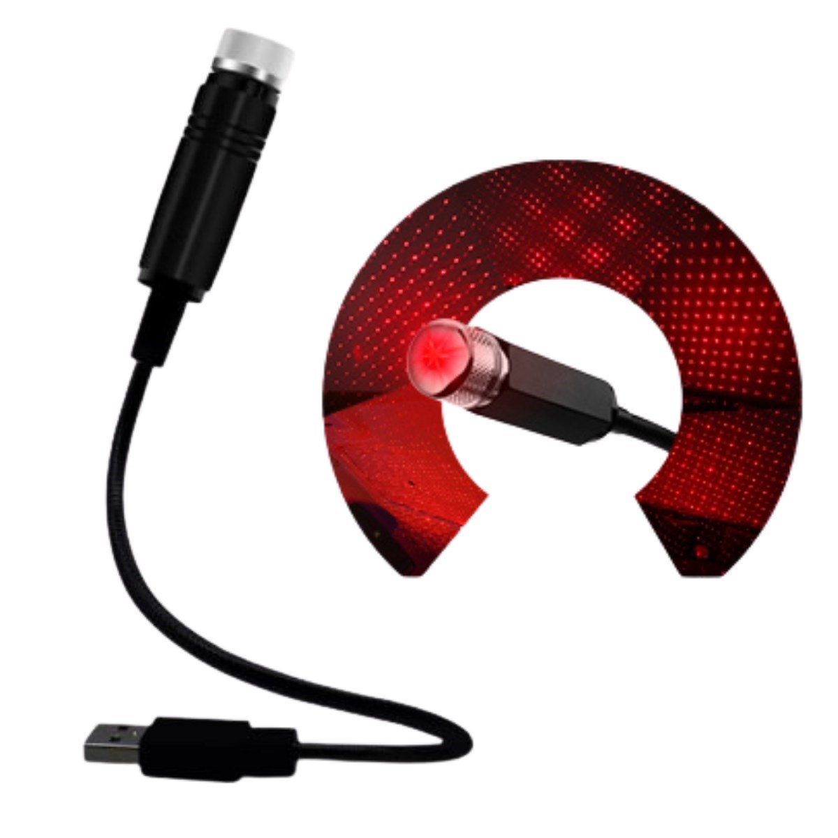 Kırmızı Ayak Altı Tavan Led Araç içi Aydınlatma Oto Araba İç Disko Ayarlanır USB Lamba Işık (4812)
