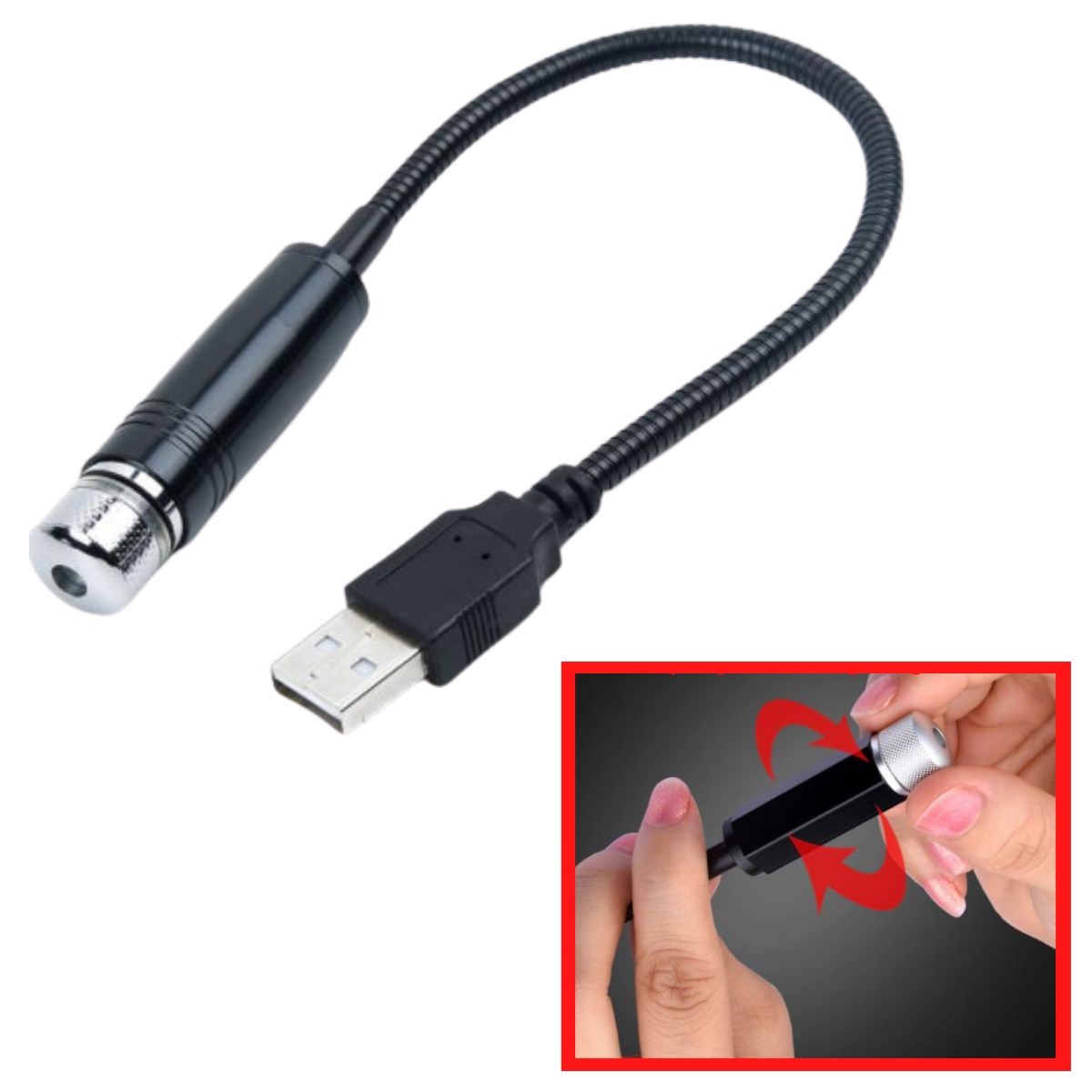 Kırmızı Ayak Altı Tavan Led Araç içi Aydınlatma Oto Araba İç Disko Ayarlanır USB Lamba Işık (4812)