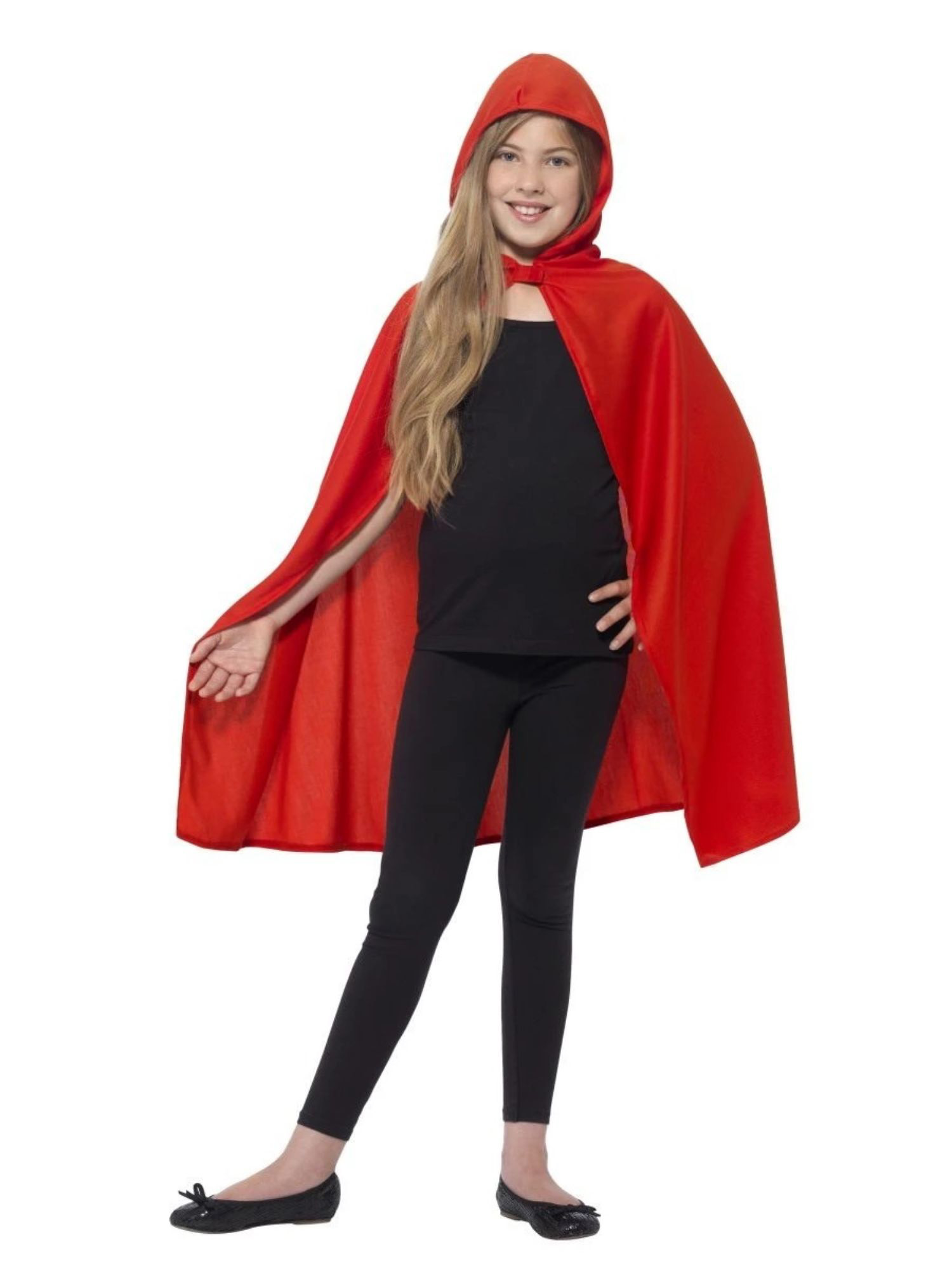 Kırmızı Renk Kapşonlu Kumaş Pelerin 90 cm (4812)