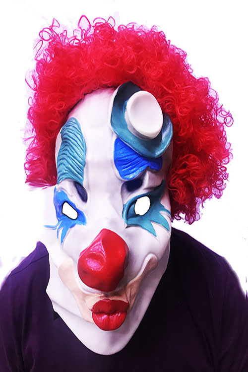 Kırmızı Renk Afro Bonus Peruklu Palyaço Lateks Et Maske (4812)