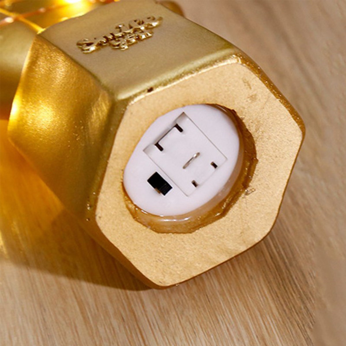 Led Işıklı Sevimli Kaktüs Dekoratif Masa Lambası Mini Biblo Gece Lambası Gold (4812)
