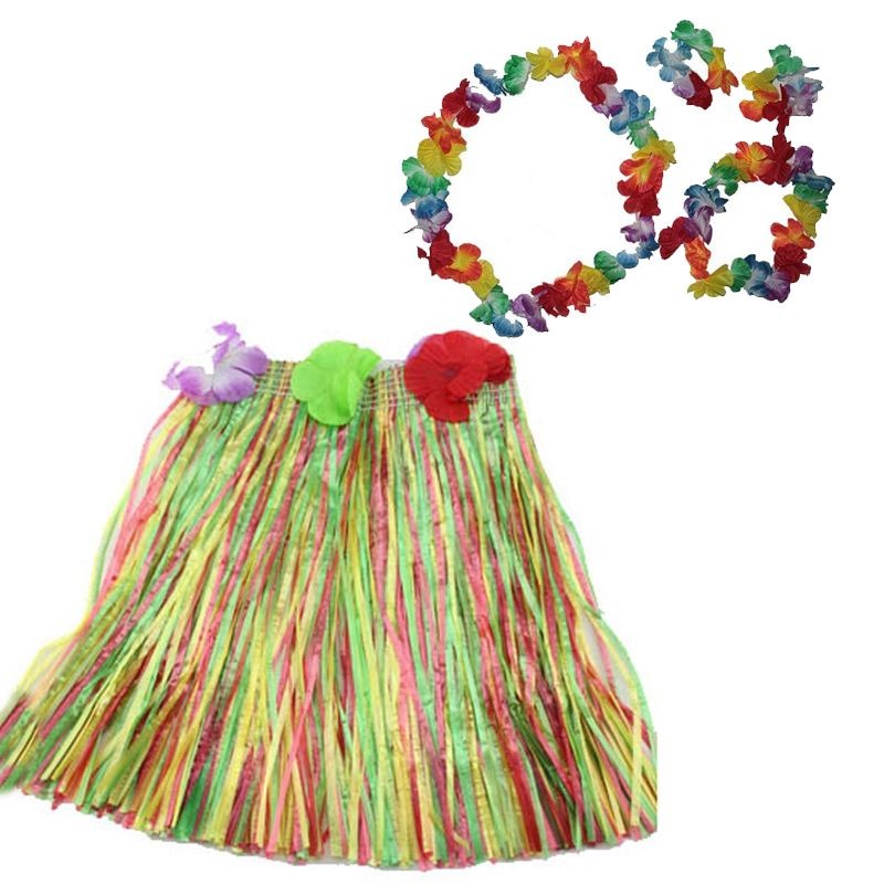 Luau Aloha Hawaii  Kolye Etek Taç ve Bileklik Seti (4812)