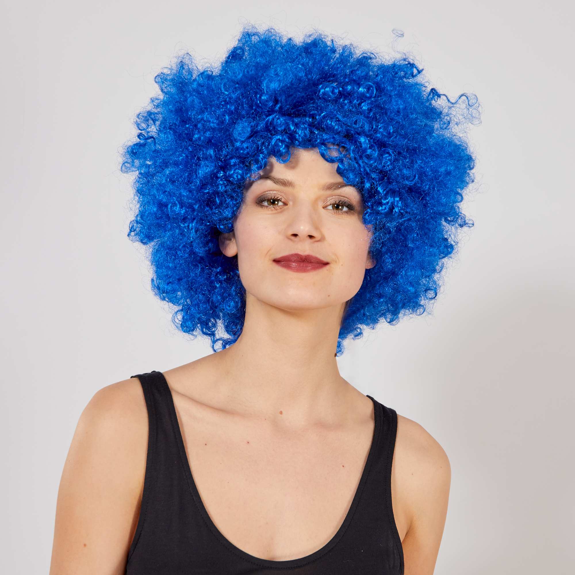 Mavi Renk Kıvırcık Afro Bonus Peruk (4812)