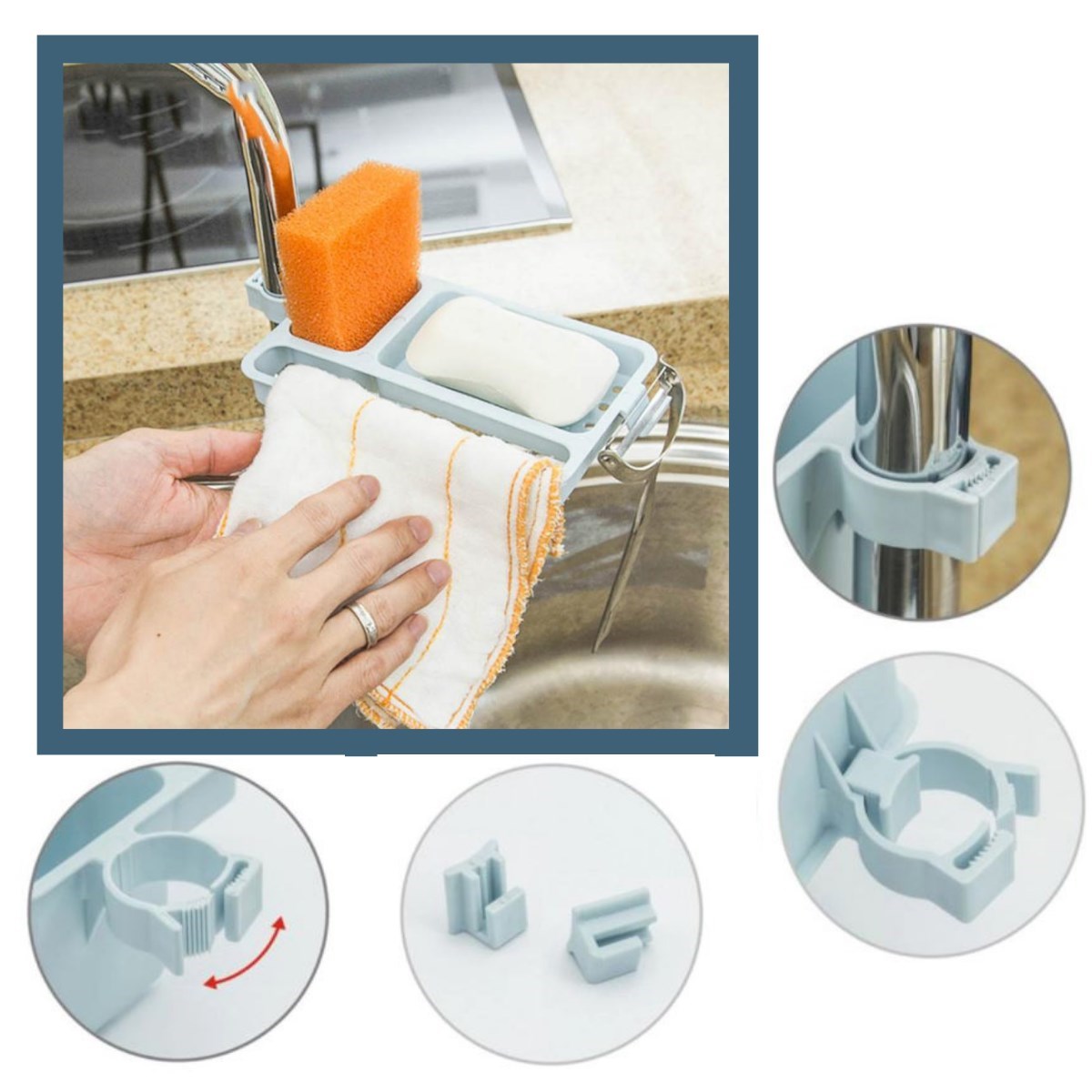 Musluğa Takılan Sünger Havlu Askılı Sabun Hazneli mutfak Banyo Lavabo Düzenleyici Organizer (4812) Musluğa Takılan Sünger Havlu Askılı Sabun Hazneli mutfak Banyo Lavabo Düzenleyici Organizer (4812)