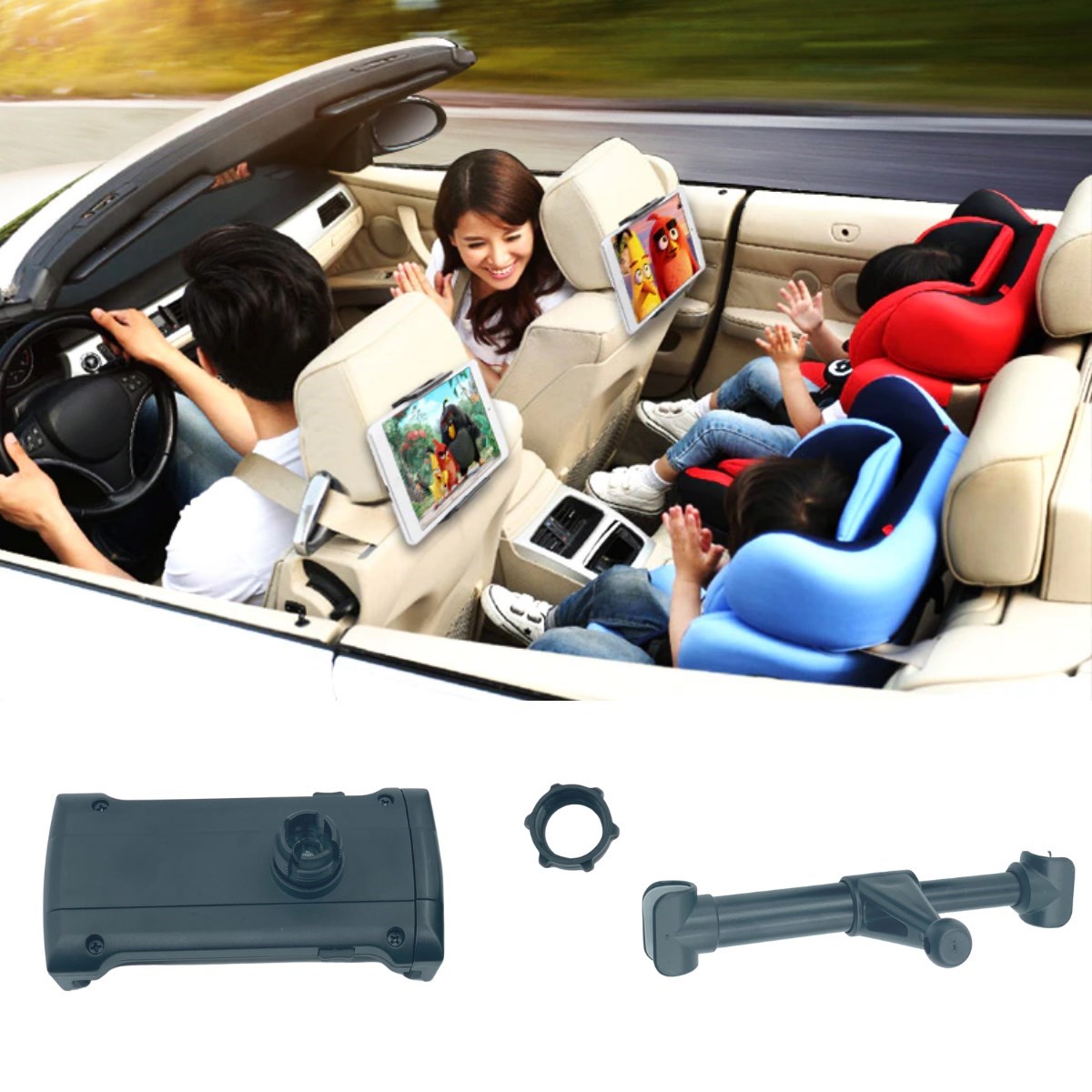 Oto Koltuk Arkası Telefon Tablet Tutucu Ayarlanabilir 360 Derece Dönebilen Pratik Stand (4812)