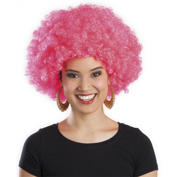 Pembe Renk Kıvırcık Afro Bonus Peruk (4812)