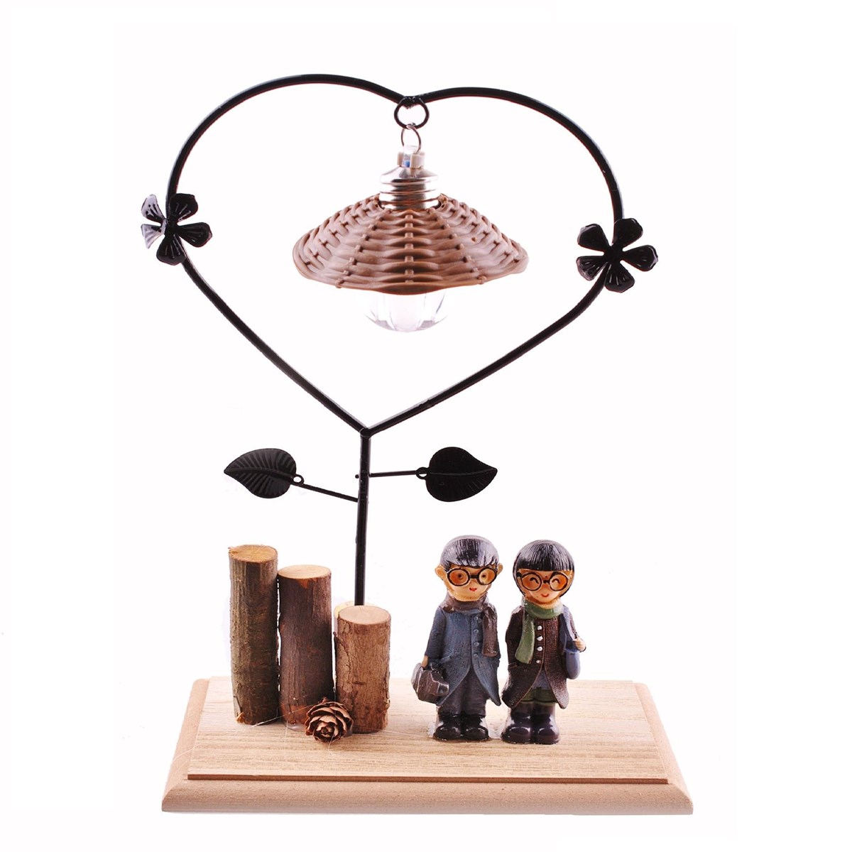 Pilli Işıklı Romantik Çift Tema Büyük Boy Dekoratif Ahşap Biblo (4812) Pilli Işıklı Romantik Çift Tema Büyük Boy Dekoratif Ahşap Biblo (4812)