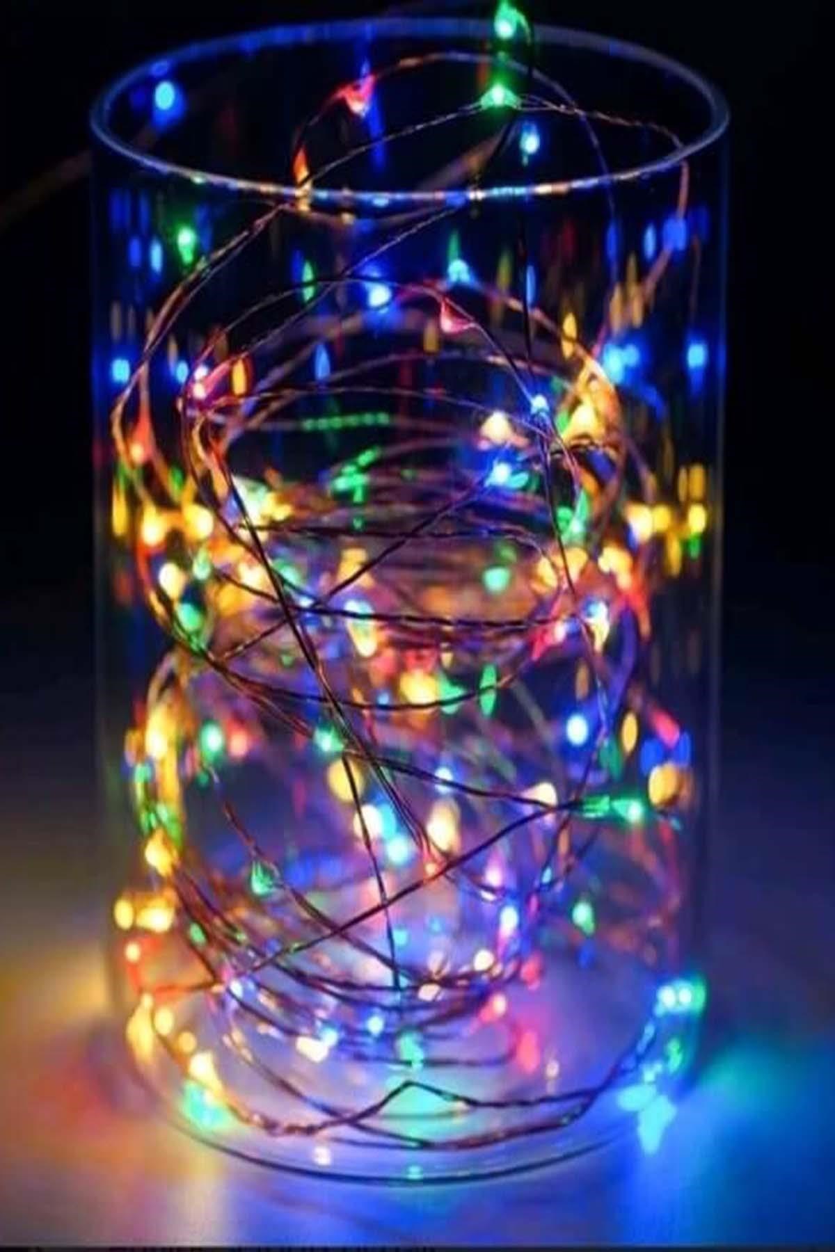 Pilli Renkli Peri Led Işık Dekoratif Aydınlatma 5 Metre RGB Led (4812)
