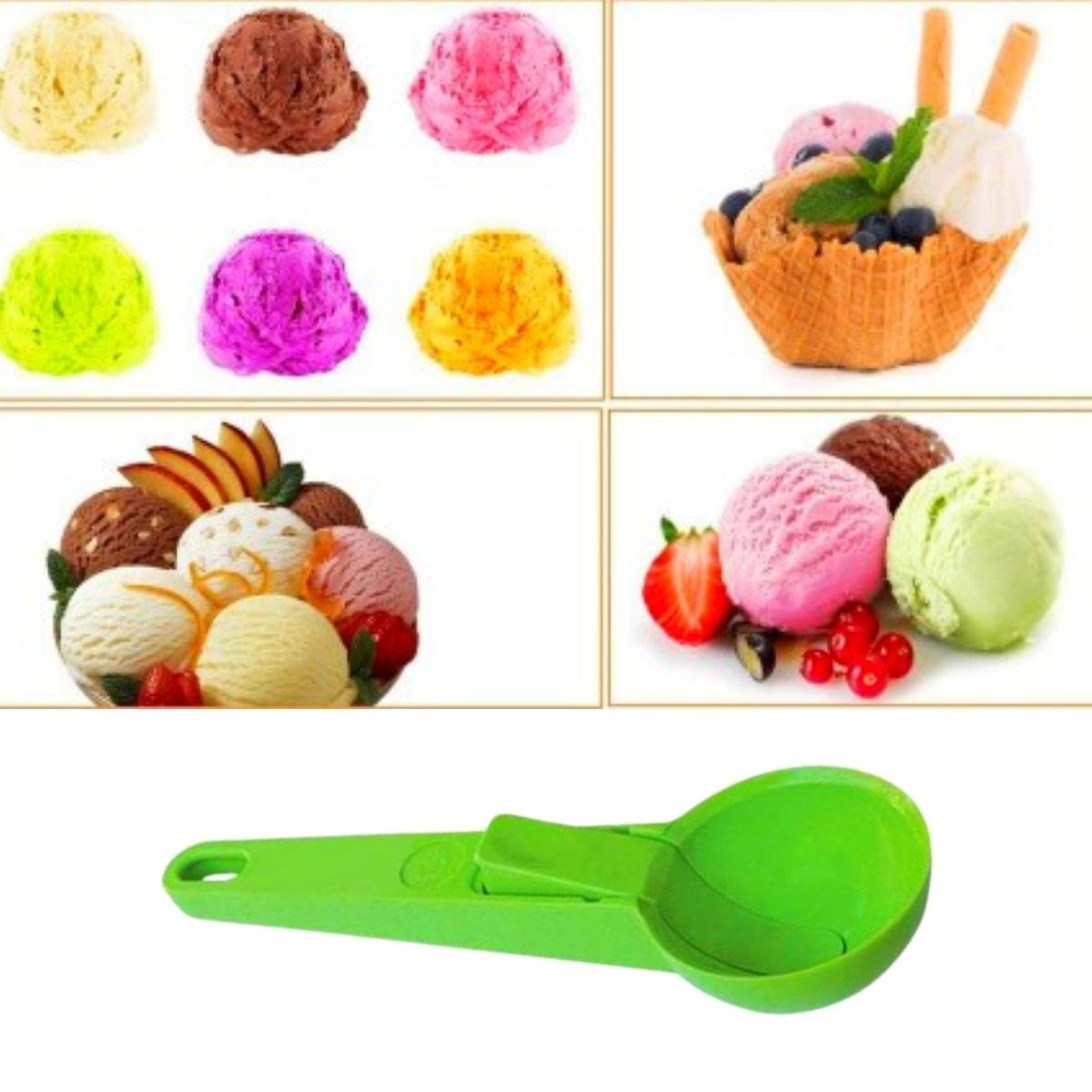 Pratik Mandallı Plastik Dondurma Servis Sunum Kepçesi Kaşığı (4812)