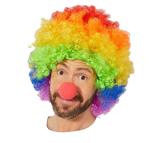 Rengarenk Gökkuşağı Afro Bonus Peruk ve Kırmızı Renk Sünger Burun 120 gr (4812)