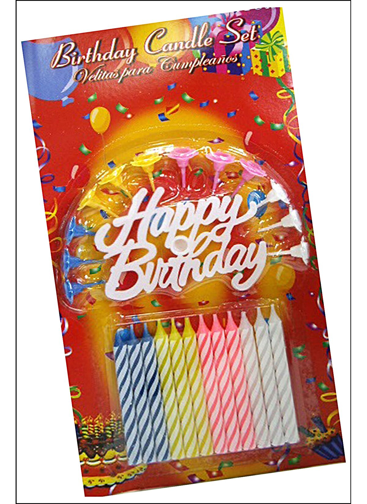 Rengarenk Mumlu Beyaz Happy Birthday Yazılı Doğum Günü Mumu 12 Adet (4812)