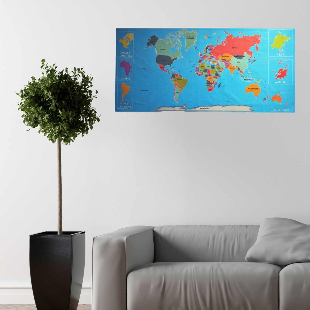 Renkli Atlas Dünya Haritası Manyetik Yapıştırıcı Gerektirmeyen Duvar Stickerı 118 CM * 56 CM (4812) Renkli Atlas Dünya Haritası Manyetik Yapıştırıcı Gerektirmeyen Duvar Stickerı 118 CM * 56 CM (4812)