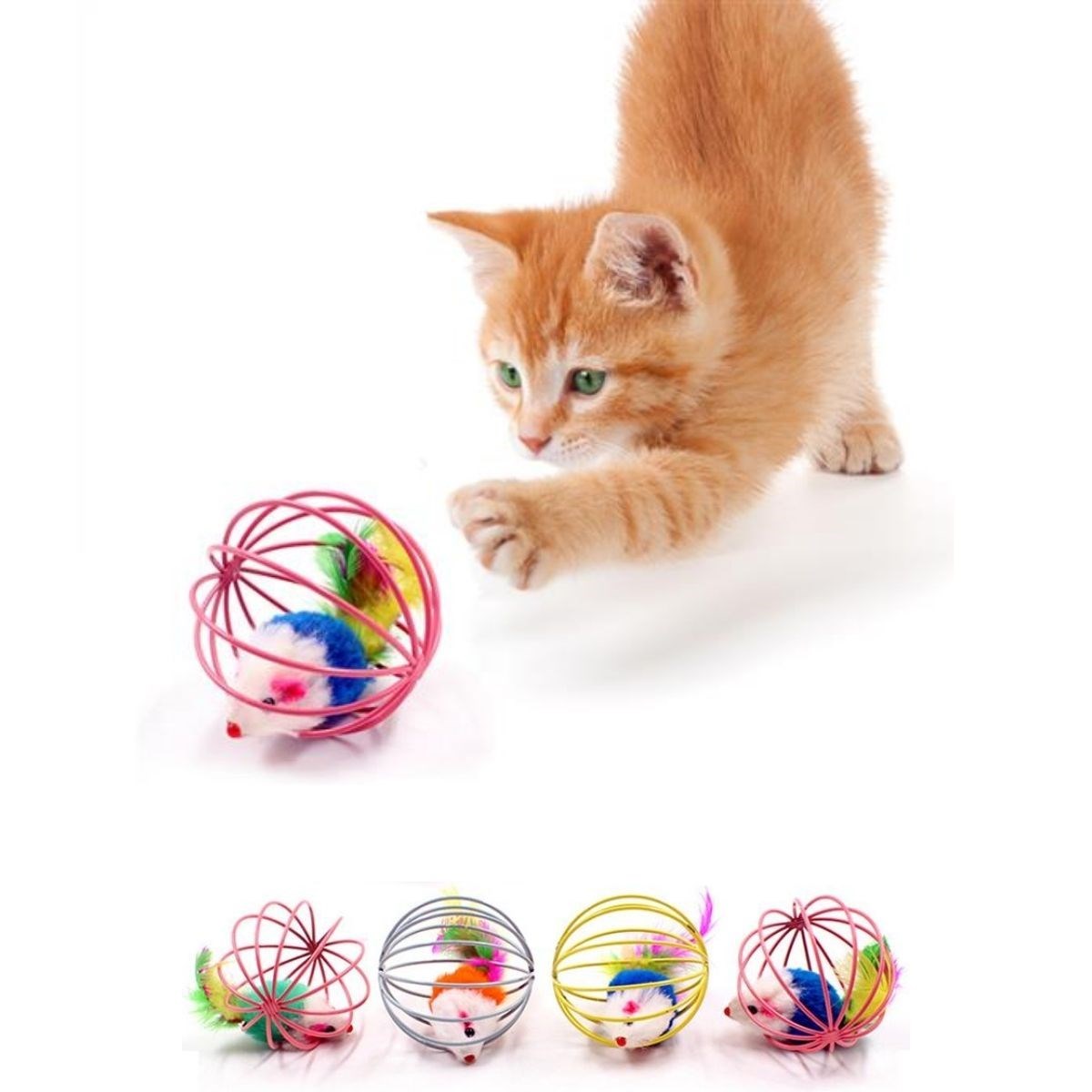 Renkli Metal Kafesli Peluş Fareli Kedi Köpek Oyuncağı Oyun Topu 6 cm (4812) Renkli Metal Kafesli Peluş Fareli Kedi Köpek Oyuncağı Oyun Topu 6 cm (4812)