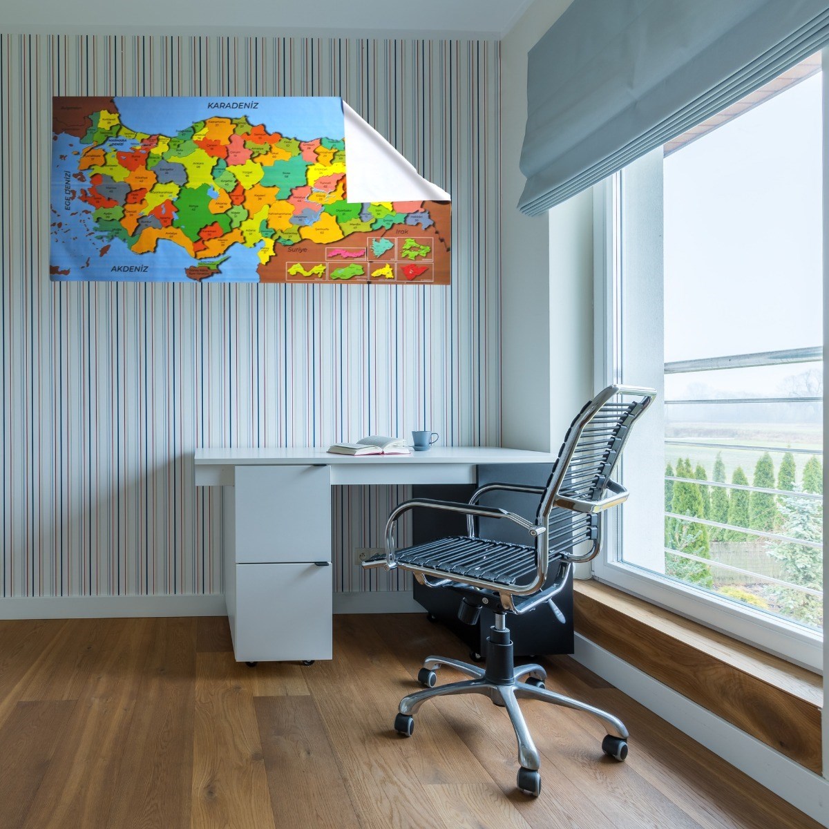 Renkli Türkiye Haritası Manyetik Yapıştırıcı Gerektirmeyen Duvar Stickerı 118 CM * 56 CM (4812)