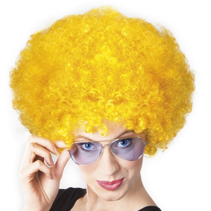 Sarı Renk Kıvırcık Afro Bonus Peruk (4812)