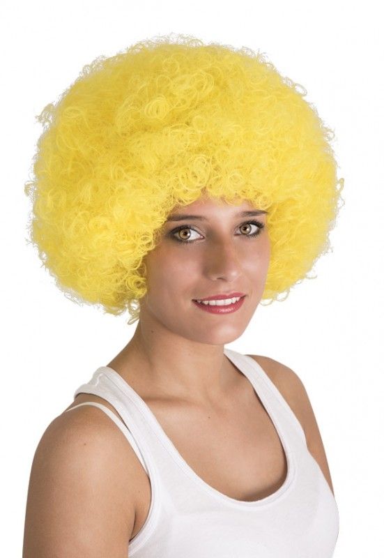 Sarı Renk Kıvırcık Afro Bonus Peruk (4812)