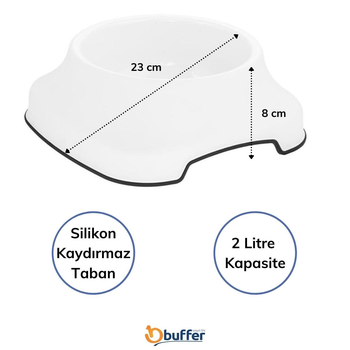 Silikon Kaydırmaz Taban Plastik Kedi ve Köpek Mama ve Su Kabı 2 L (4812) Silikon Kaydırmaz Taban Plastik Kedi ve Köpek Mama ve Su Kabı 2 L (4812)