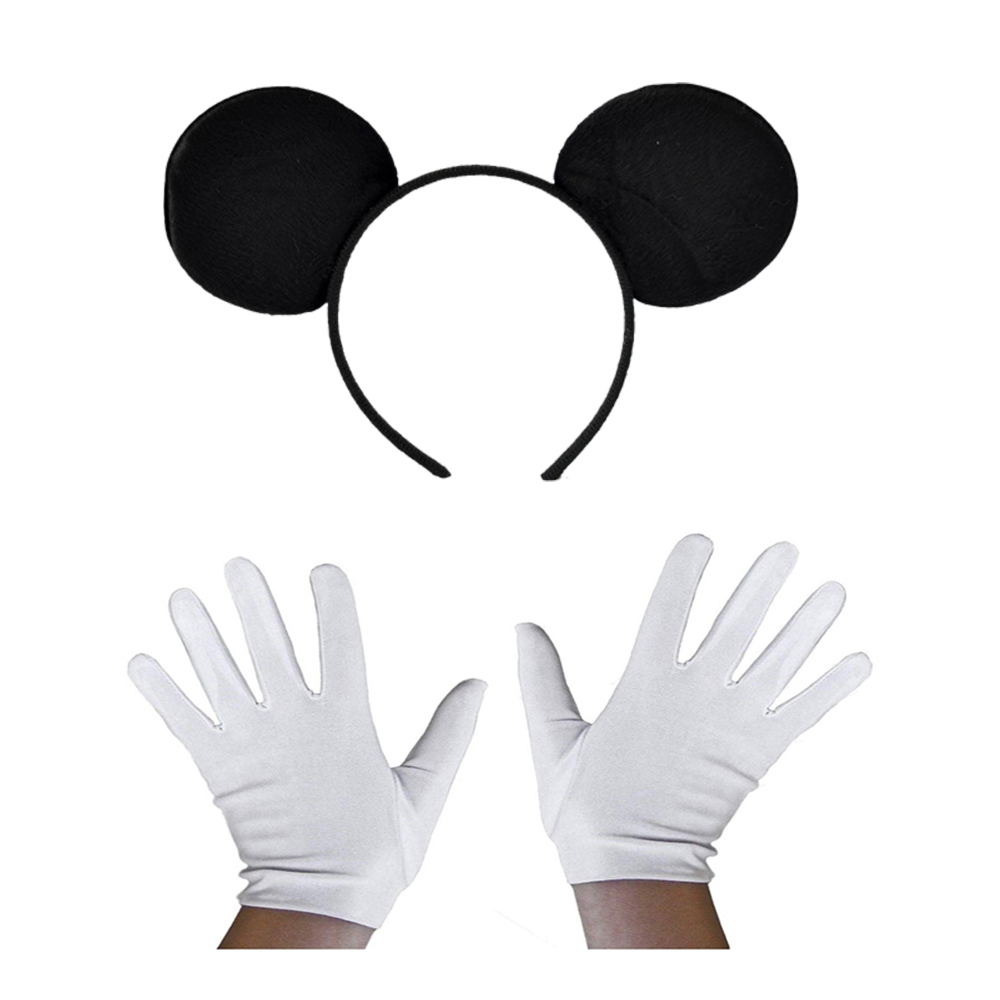 Siyah Mickey Mouse Tacı ve Beyaz Eldiven Seti (4812)