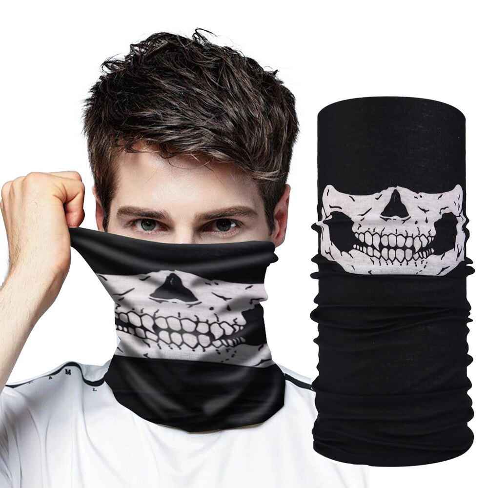 Siyah Renk Dikişsiz Çok Fonksiyonlu Çene Kafatası Yüz Maskesi Baf Buff Bandana Boyunluk Bileklik (4812)