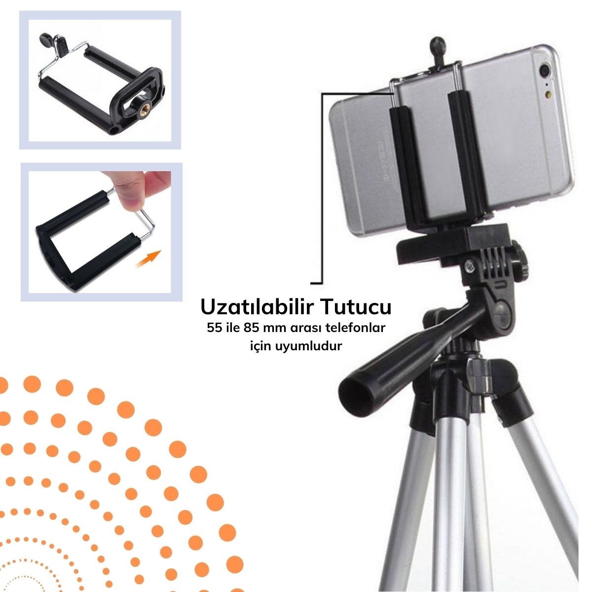 Taşıma Çantalı 130 cm Profesyonel Alüminyum Kamera Tripodu (4812)