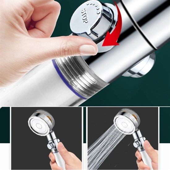 Turbo Pervaneli ve Filtreli Su Tasarruflu 360 Derece Dönebilen Tazyikli Duş Başlığı (4812) Turbo Pervaneli ve Filtreli Su Tasarruflu 360 Derece Dönebilen Tazyikli Duş Başlığı (4812)