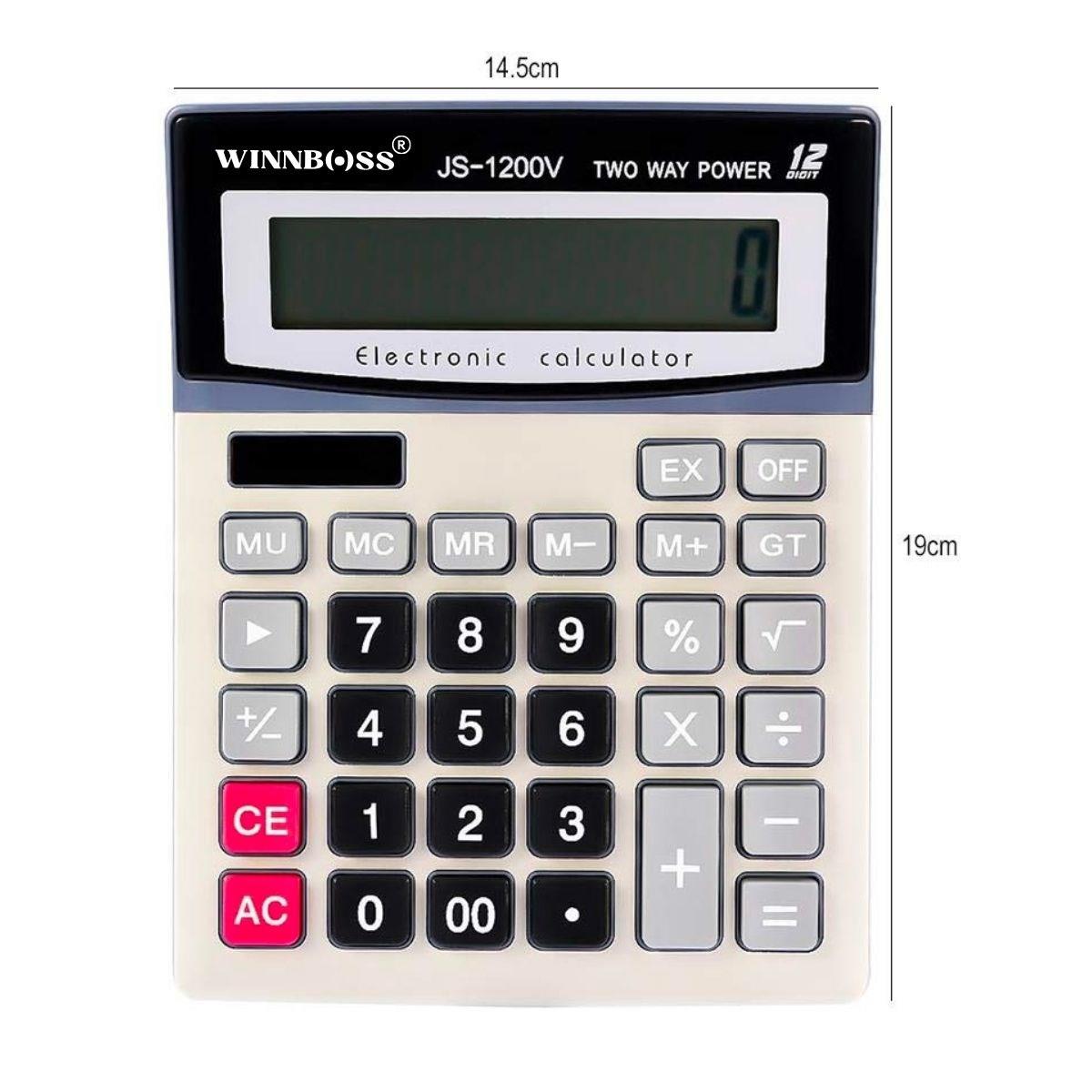 12 Haneli Geniş LCD Ekran, Pilli Büyük Düğmeli Hesap Makinesi (4812)