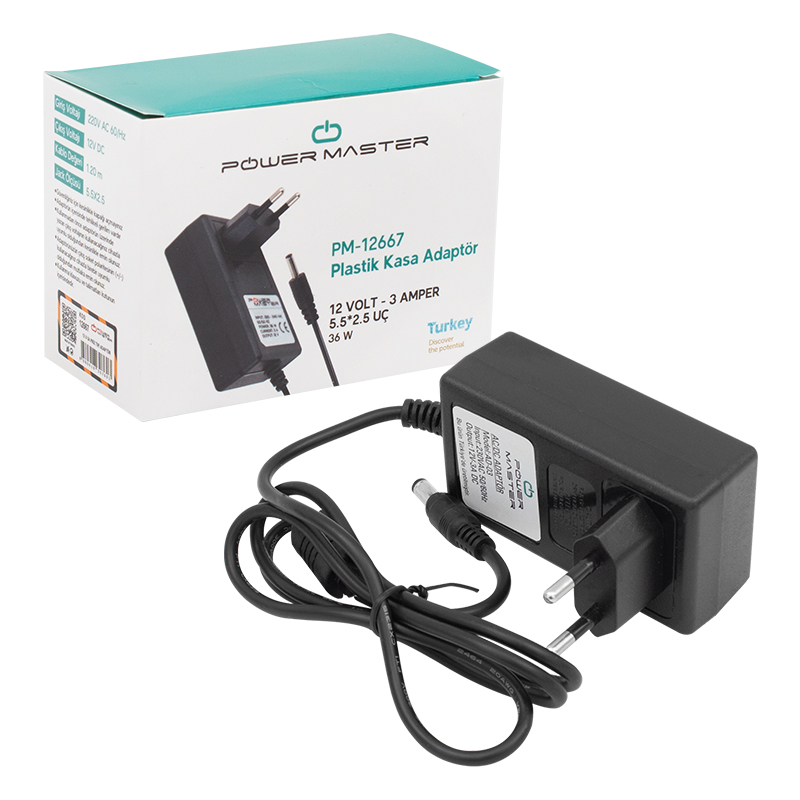 12 VOLT - 3 AMPER PLASTİK KASA PRİZ TİPİ ADAPTÖR 5.5*2.5 UÇ (4812) 12 VOLT - 3 AMPER PLASTİK KASA PRİZ TİPİ ADAPTÖR 5.5*2.5 UÇ (4812)