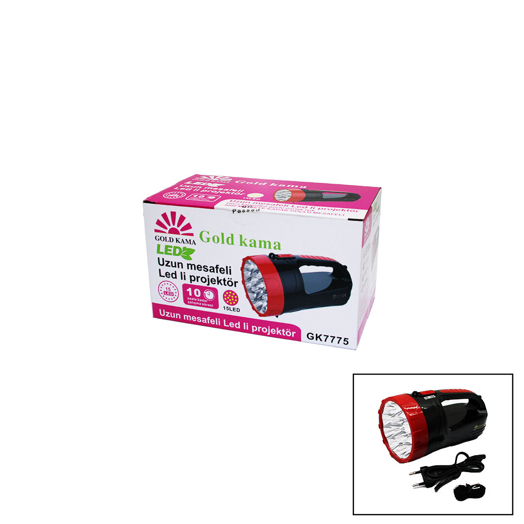 15 LED  FİŞ ŞARJLI EL FENERİ ROJEKTÖR GK-7775 (4812)